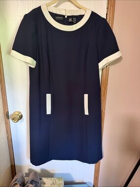 Liz Claiborne Navy Mini Dress with White Trim